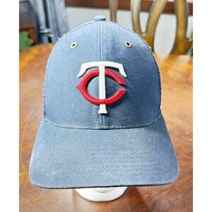 Minnesota Twins Hat Cap Snap Back Mens One Size Navy MLB Baseball Mesh Trucker